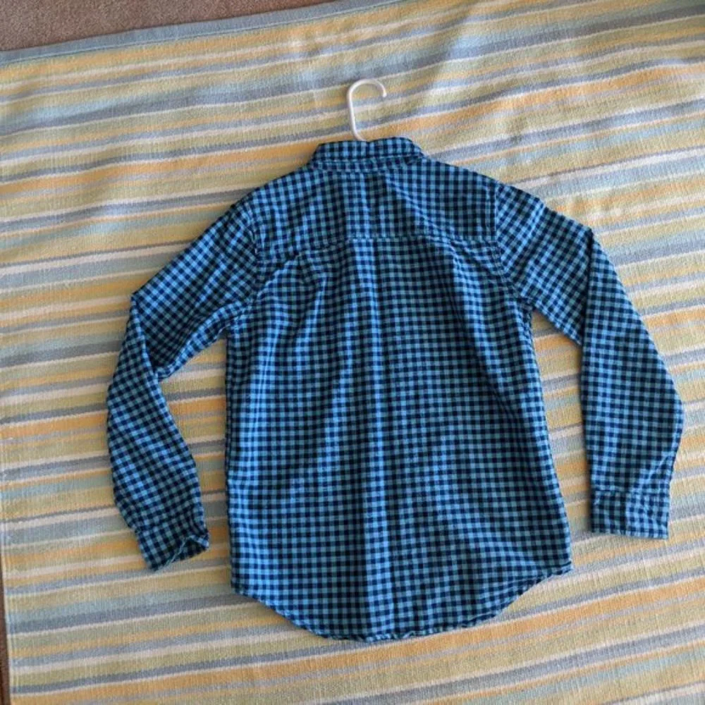 *Boy's Children's Place Blue Plaid Button up Large